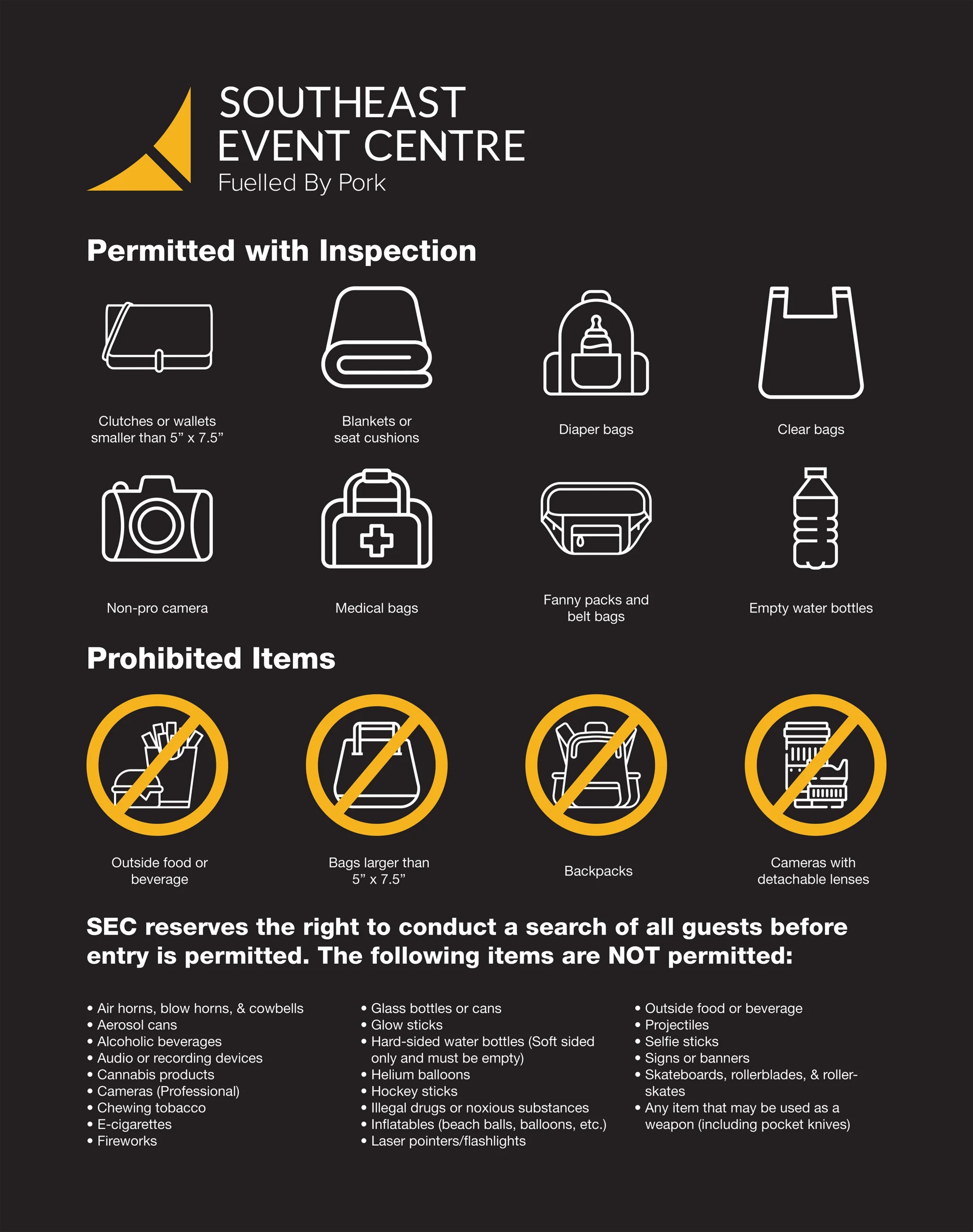 Prohibited Items and Searches Prohibited Items and Searches